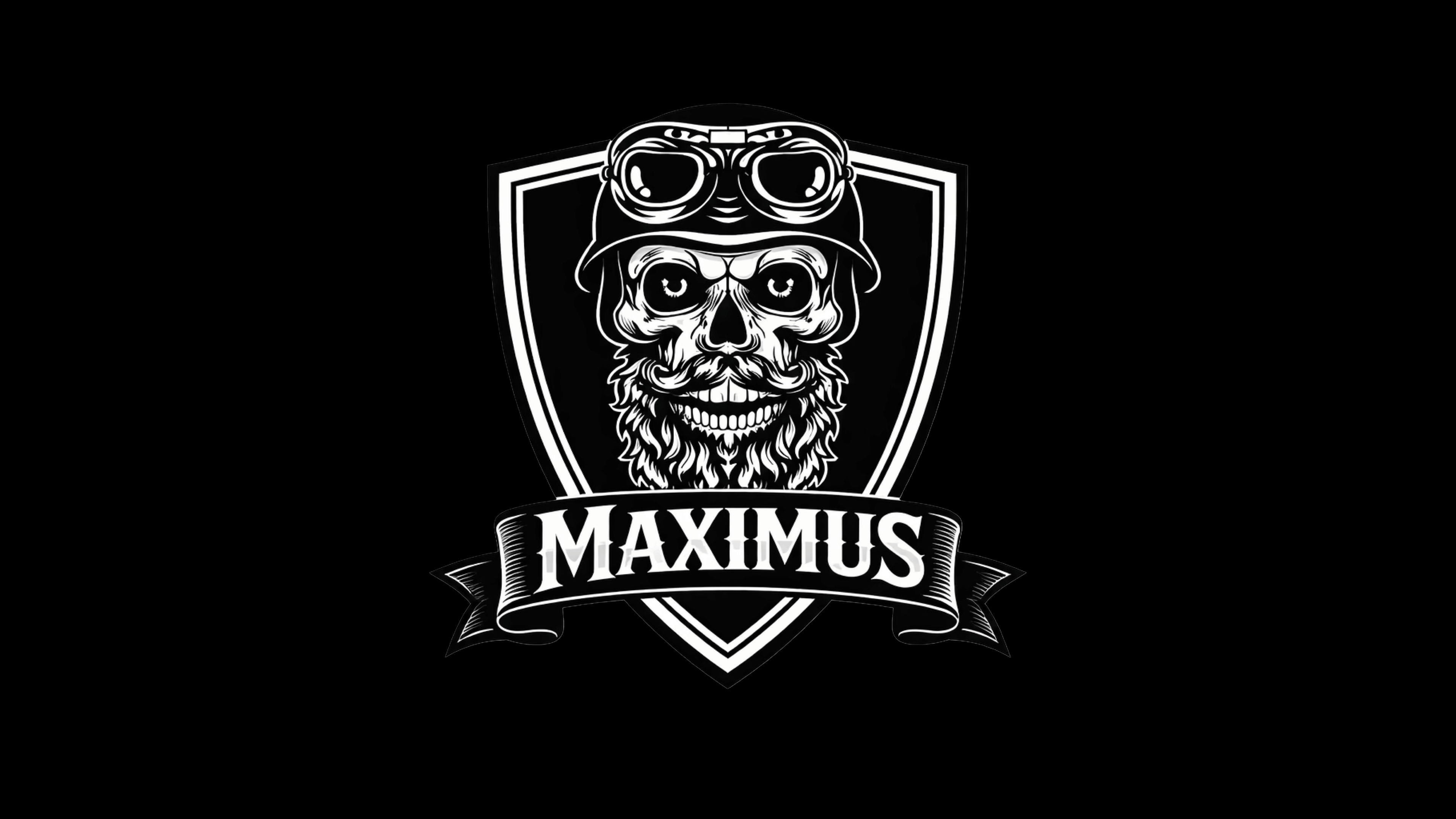 Maximus logo featuring a skull design representing the bold motorcycle riding culture